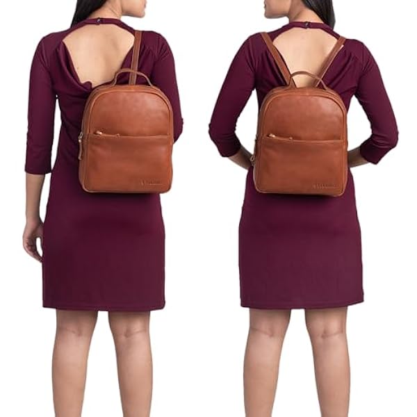 STILORD 'Kayla' Rugzak Vintage Dames Leer Rugtzak Handtas Leren Rugtas voor Tablets Retro Backpack Uitgaan Shopping Vietsen Dagrugzak, Kleur:texas - bruin